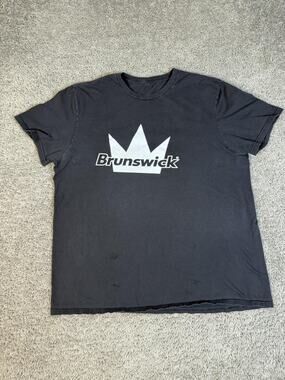 Brunswick Shirt Mens XL Black Crown Logo Graphic Crew Neck Jersey Regular Fit
